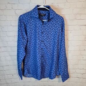 Men's Daniel K Navy Floral Men's Dress Shirt, Size Medium